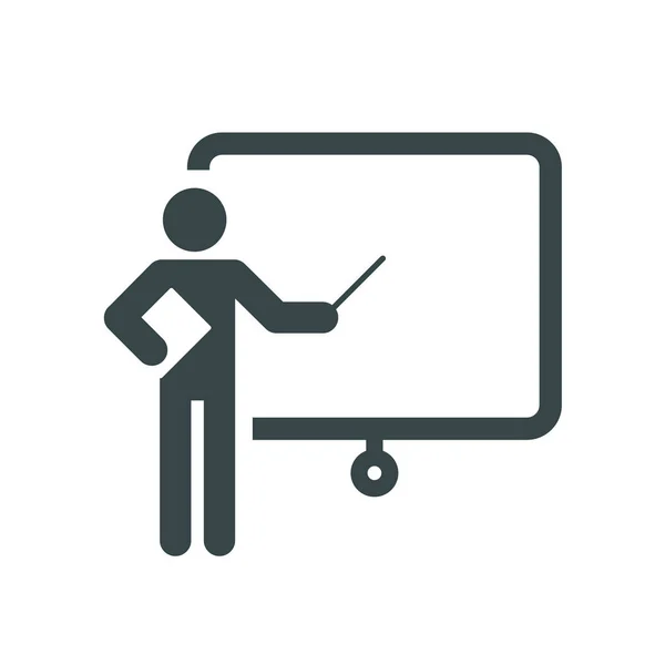 Icona di formazione, istruzione e presentazione. Illustrazione vettoriale. Pittogramma bianco-nero — Vettoriale Stock