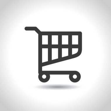 Alışveriş sepeti simgesi. Sepete Ekle veya Kaldır düğmesi. Tramvay simgesi. Süpermarket arabası. Bakkal sepeti simgesi. Düz vektör tasarımı.