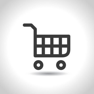 Alışveriş sepeti simgesi. Sepete Ekle veya Kaldır düğmesi. Tramvay simgesi. Süpermarket arabası. Bakkal sepeti simgesi. Düz vektör tasarımı.