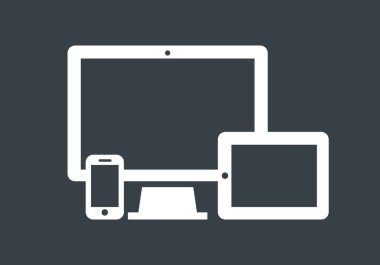 Aygıt simgelerini: akıllı telefon, tablet ve masaüstü bilgisayar. Duyarlı web tasarım vektör çizim.