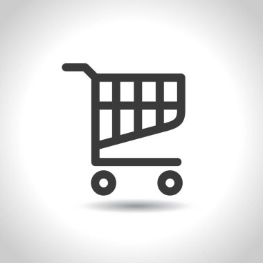 Alışveriş sepeti simgesi. Sepete Ekle veya Kaldır düğmesi. Tramvay simgesi. Süpermarket arabası. Bakkal sepeti simgesi. Düz vektör tasarımı.