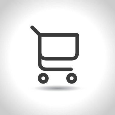 Alışveriş sepeti simgesi. Sepete Ekle veya Kaldır düğmesi. Tramvay simgesi. Süpermarket arabası. Bakkal sepeti simgesi. Düz vektör tasarımı.