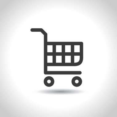 Alışveriş sepeti simgesi. Sepete Ekle veya Kaldır düğmesi. Tramvay simgesi. Süpermarket arabası. Bakkal sepeti simgesi. Düz vektör tasarımı.