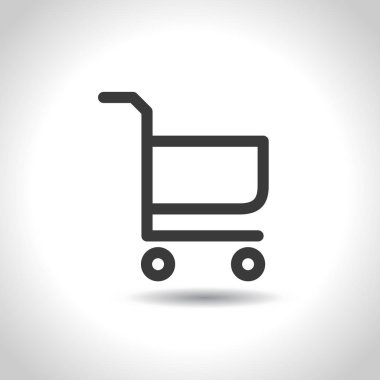 Alışveriş sepeti simgesi. Sepete Ekle veya Kaldır düğmesi. Tramvay simgesi. Süpermarket arabası. Bakkal sepeti simgesi. Düz vektör tasarımı.
