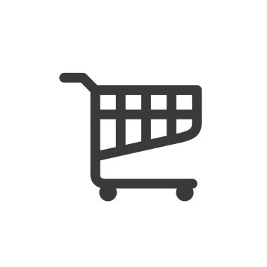 Alışveriş sepeti simgesi. Sepete Ekle veya Kaldır düğmesi. Tramvay simgesi. Süpermarket arabası. Bakkal sepeti simgesi. Düz vektör tasarımı.