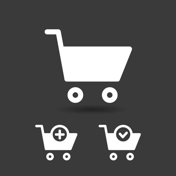 Icono Carrito Compras Añadir Quitar Cesta Botón Icono Del Carro — Vector de stock