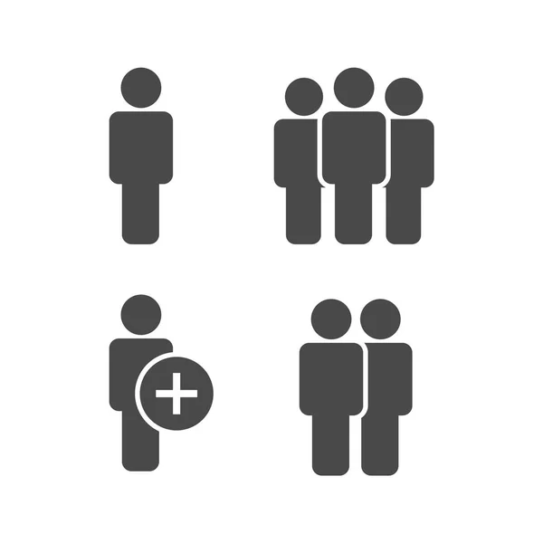 Symbol Ikony Grupy Profilów Użytkowników Dodaj Usuń Użytkownika Praca Zespołowa — Wektor stockowy