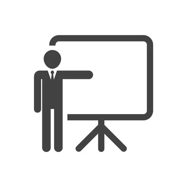 Icône Formation Enseignant Apprenant Classe Présentation Conférence Leçon Séminaire Symbole — Image vectorielle