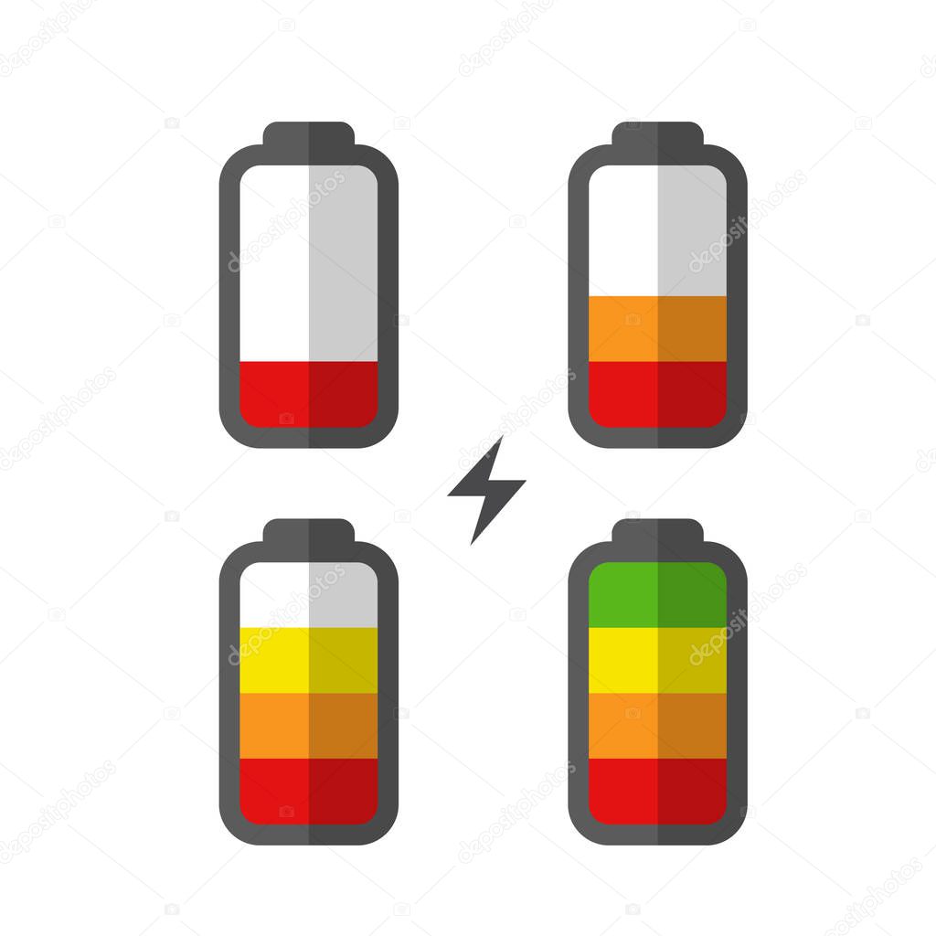 Set of Battery Icons. Vector illustration, eps.