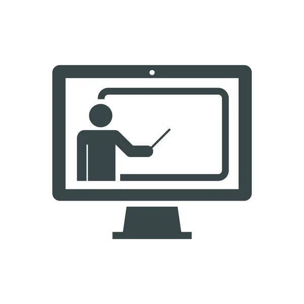 Vektör çevrimiçi konferansı veya sunum simgesi. Düz stil. webinar ve web 'de eğitim