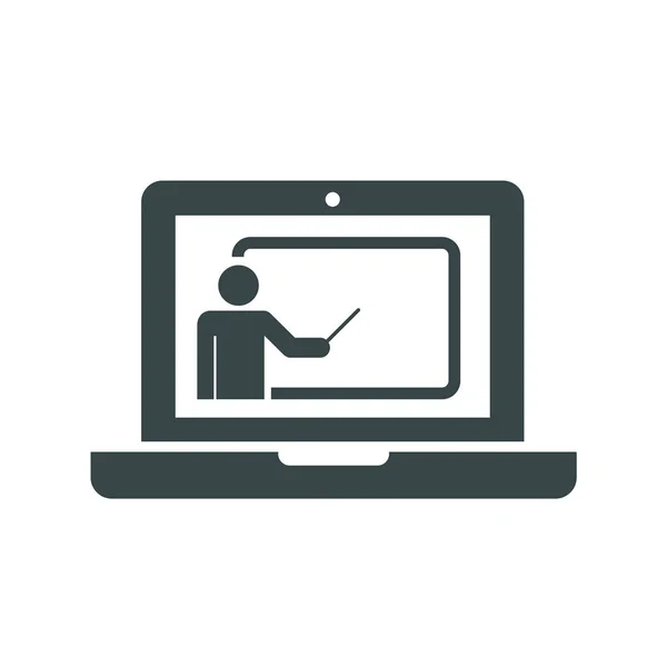 Vektör çevrimiçi konferansı veya sunum simgesi. Düz stil. webinar ve web 'de eğitim