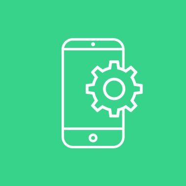 parametreler ayarlanıyor, mobil akıllı telefon simgesi, vektör illüstrasyonu. Düz tasarım biçimi