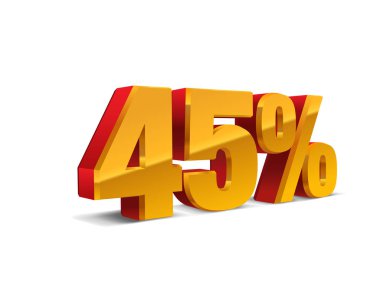 %45 indirim, satış arka plan, kırmızı-altın sarısı nesne 3d. Eps10 Vektör.