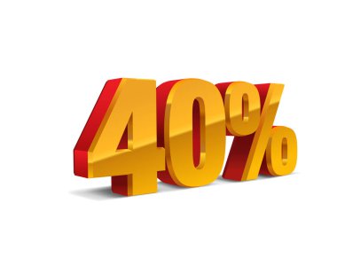 %40 oranında kapalı, Satılık arka plan, sarı-kırmızı-altın nesne 3d. Eps10 vektör.