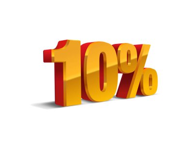 %10 indirim, satış arka plan, kırmızı-altın sarısı nesne 3d. Eps10 Vektör.