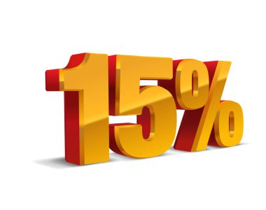 %15 oranında kapalı, Satılık arka plan, sarı-kırmızı-altın nesne 3d. Eps10 vektör.