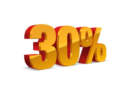 yüzde % 30 kapalı, Satılık arka plan, sarı-kırmızı-altın nesne 3d. Eps10 vektör.