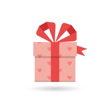 Sevgililer günü konsept illüstrasyon veya hediye kutusu ve kalp simgesi olan simgeler. Reklam ve promosyon için. Eps10, vektör. Düz