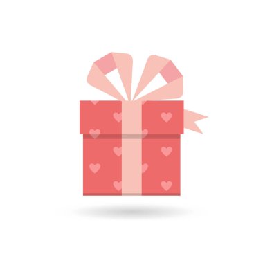 Sevgililer günü konsept illüstrasyon veya hediye kutusu ve kalp simgesi olan simgeler. Reklam ve promosyon için. Eps10, vektör. Düz