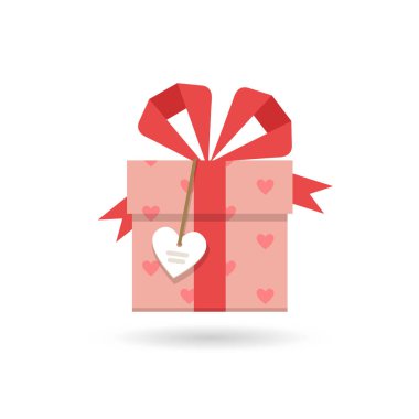 Sevgililer günü konsept illüstrasyon veya hediye kutusu ve kalp simgesi olan simgeler. Reklam ve promosyon için. Eps10, vektör. Düz