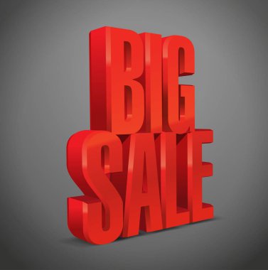 3D harfler, Büyük Satış kelimesinin vektör nesnesi. Kırmızı metal metni. Eps 10.