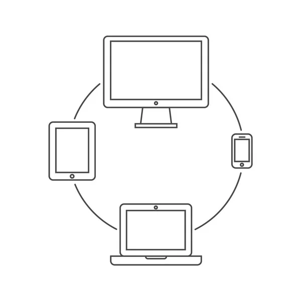 Device Icons Smart Phone Tablet Desktop Computer Vector Illustration Responsive — Stock Vector