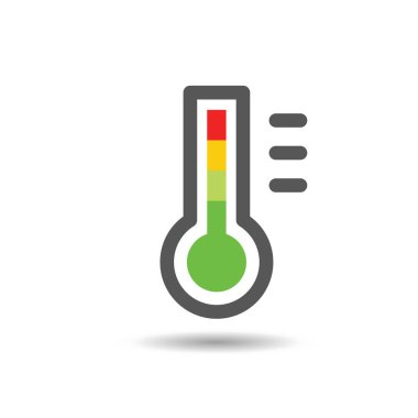 Termometre simgesi, düz tasarım stili, vektör çizim.