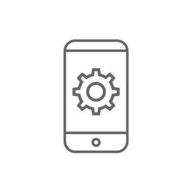 parametreler ayarlanıyor, mobil akıllı telefon simgesi, vektör illüstrasyonu. Düz tasarım biçimi