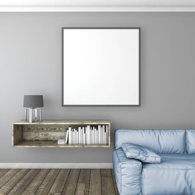 ışık duvar iç arka plan ile posterler kadar sahte, 3d render