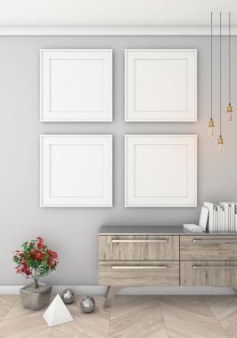 Poster ışık duvar iç arka plan, 3d render ile alay