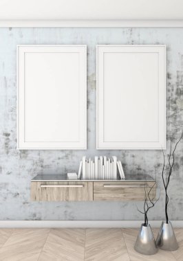 Poster ışık duvar iç arka plan, 3d render ile alay