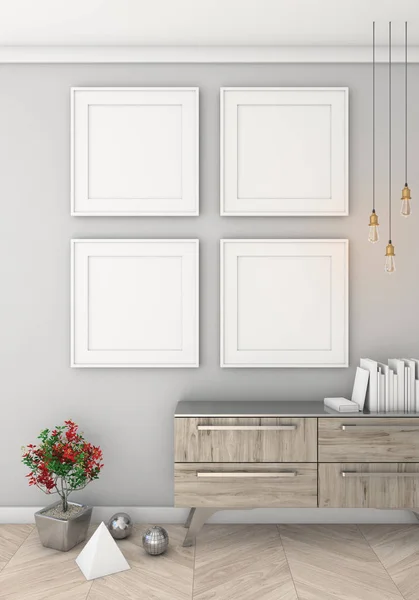 Poster ışık duvar iç arka plan, 3d render ile alay