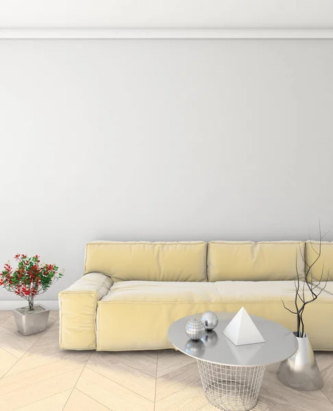 Makiety nowoczesne wnętrza z sofą. Loft. renderowania 3D — Zdjęcie stockowe