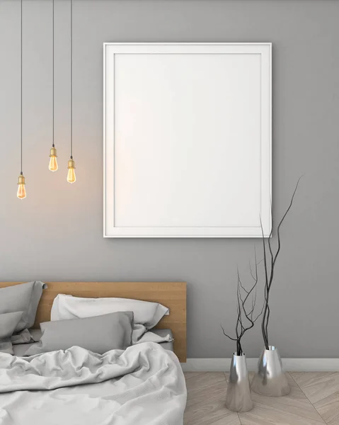 yatak odası hippi tarzı iç arka plan kadar alay et. 3D viz