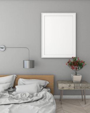 poster çerçevesi modern iç arka plan, 3d resim, 3d render kadar alay
