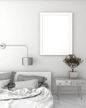 poster çerçevesi modern iç arka plan, 3d resim, 3d render kadar alay