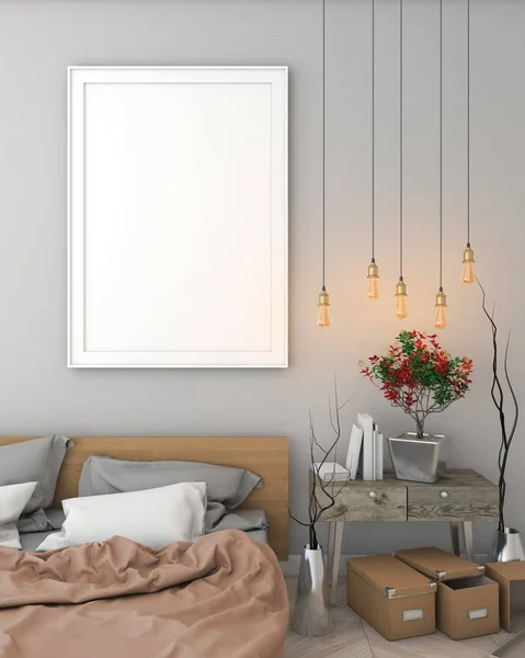 poster çerçevesi modern iç arka plan, 3d resim, 3d render kadar alay