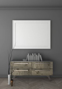 Siyah duvar iç arka plan, 3d render alay