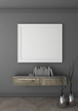 Siyah duvar iç arka plan, 3d render alay