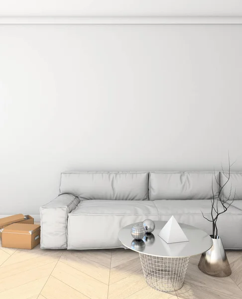 modern iç kanepe ile duvardaki poster alay. çatı katı. 3D render