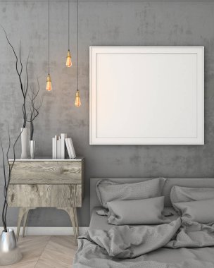 poster çerçevesi modern iç arka plan, 3d resim, 3d render kadar alay