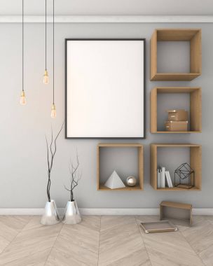 Poster ışık duvar iç arka plan, 3d render ile alay