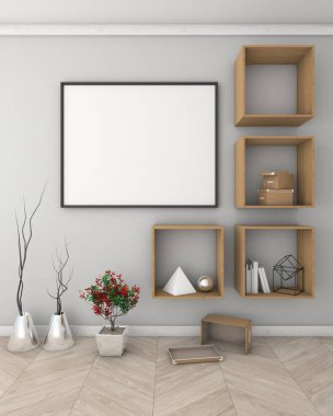 Poster ışık duvar iç arka plan, 3d render ile alay