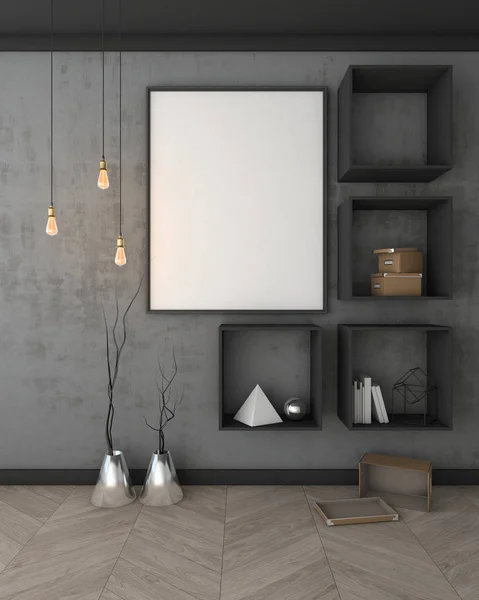 Poster siyah duvar iç arka plan, 3d render ile alay