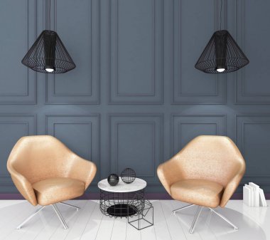 alay klasik iç arka plan, modern tarzı, 3d render, 3d çizim.