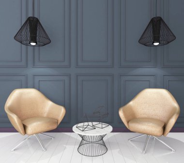 alay klasik iç arka plan, modern tarzı, 3d render, 3d çizim.