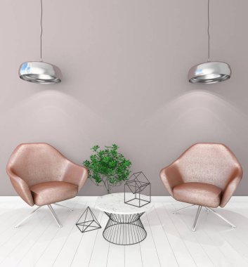 Sununuzu, açık renk, 3d render koltukları ile modern iç arka plan dalga