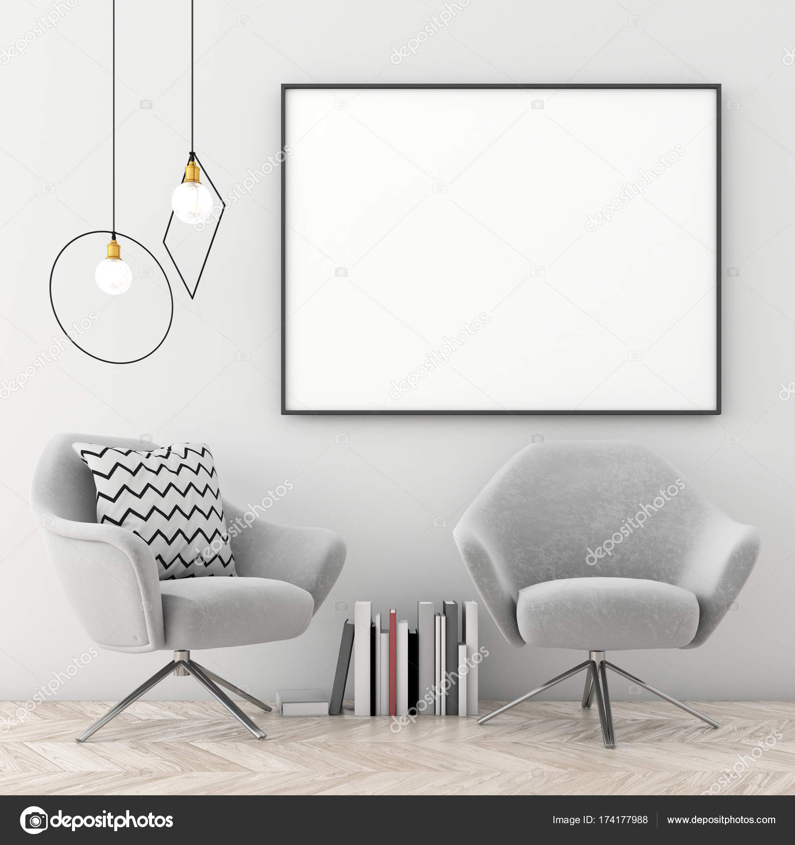 Mock up quadro de cartaz no interior escandinavo com