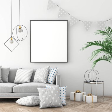 Noel iç xmas çevre, 3d render ile alay