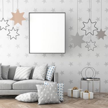 Noel iç xmas çevre, 3d render ile alay